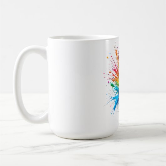 Vibrant Rainbow Paint Splatter Explosion コーヒーマグカップ (左)