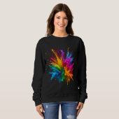 Vibrant Rainbow Paint Splatter Explosion スウェットシャツ (正面フル)