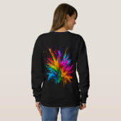 Vibrant Rainbow Paint Splatter Explosion スウェットシャツ (裏面フル)