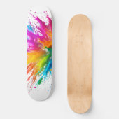 Vibrant Rainbow Paint Splatter Explosion スケートボード (正面)