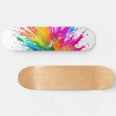Vibrant Rainbow Paint Splatter Explosion スケートボード (横)