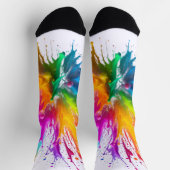 Vibrant Rainbow Paint Splatter Explosion ソックス (上部)