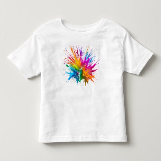 Vibrant Rainbow Paint Splatter Explosion トドラーTシャツ (正面)