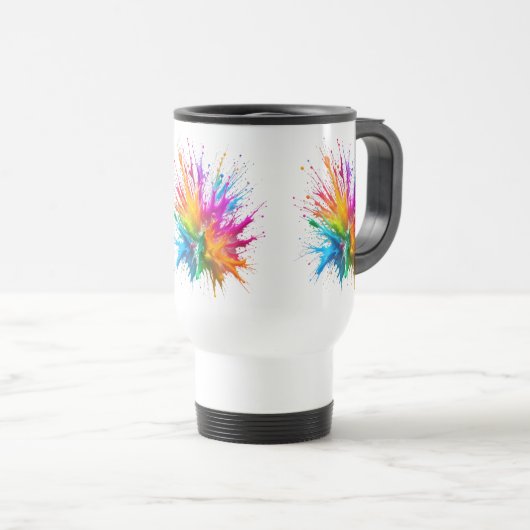 Vibrant Rainbow Paint Splatter Explosion トラベルマグ (正面右)