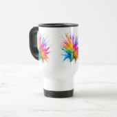 Vibrant Rainbow Paint Splatter Explosion トラベルマグ (正面左)