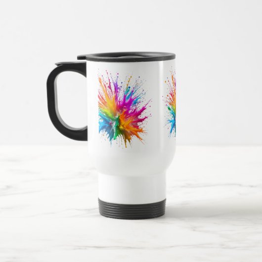 Vibrant Rainbow Paint Splatter Explosion トラベルマグ (左)
