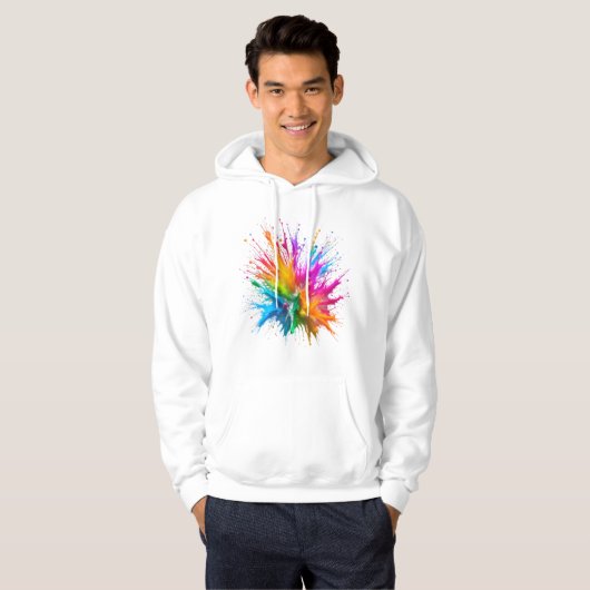 Vibrant Rainbow Paint Splatter Explosion パーカ (正面フル)