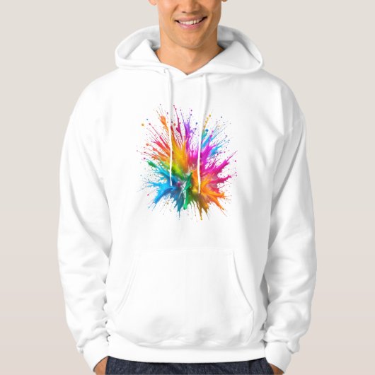 Vibrant Rainbow Paint Splatter Explosion パーカ (正面)