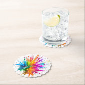 Vibrant Rainbow Paint Splatter Explosion ペーパーコースター (インサイチュ)