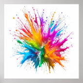 Vibrant Rainbow Paint Splatter Explosion ポスター (正面)