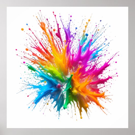 Vibrant Rainbow Paint Splatter Explosion ポスター (正面)