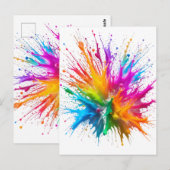 Vibrant Rainbow Paint Splatter Explosion ポストカード (正面/裏面)