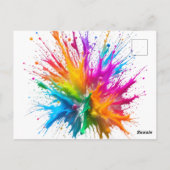Vibrant Rainbow Paint Splatter Explosion ポストカード (裏面)