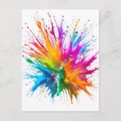 Vibrant Rainbow Paint Splatter Explosion ポストカード (正面)