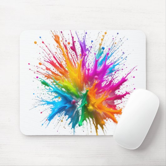 Vibrant Rainbow Paint Splatter Explosion マウスパッド (マウス)
