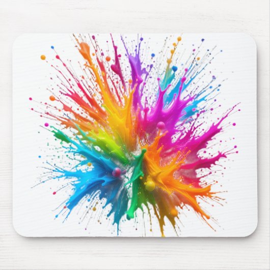 Vibrant Rainbow Paint Splatter Explosion マウスパッド (正面)