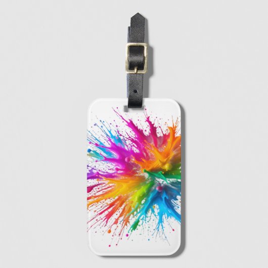 Vibrant Rainbow Paint Splatter Explosion ラゲッジタグ (正面縦)