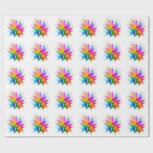 Vibrant Rainbow Paint Splatter Explosion ラッピングペーパー (フラット)