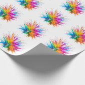 Vibrant Rainbow Paint Splatter Explosion ラッピングペーパー (角)