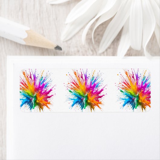 Vibrant Rainbow Paint Splatter Explosion ラベル (インサイチュ)