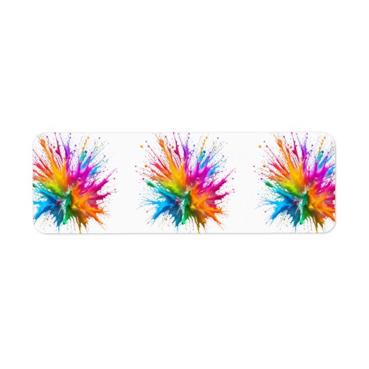 Vibrant Rainbow Paint Splatter Explosion ラベル (正面)