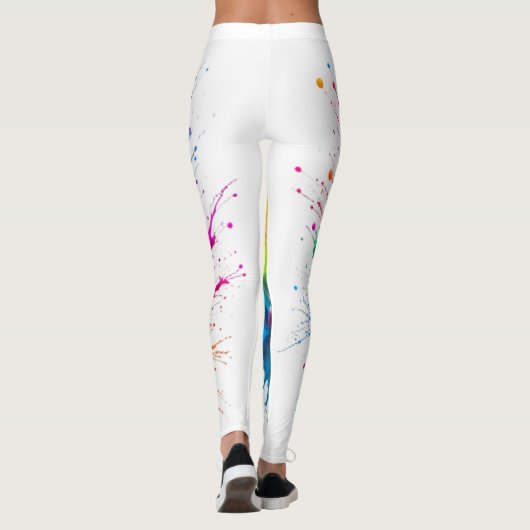 Vibrant Rainbow Paint Splatter Explosion レギンス (裏面)