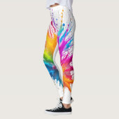 Vibrant Rainbow Paint Splatter Explosion レギンス (左)