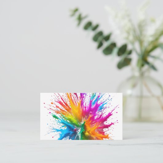 Vibrant Rainbow Paint Splatter Explosion 名刺 (スタンド正面)