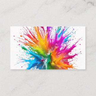 Vibrant Rainbow Paint Splatter Explosion 名刺