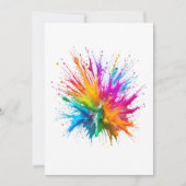 Vibrant Rainbow Paint Splatter Explosion 招待状 (正面)