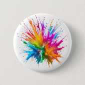 Vibrant Rainbow Paint Splatter Explosion 缶バッジ (正面)