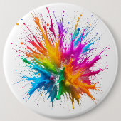 Vibrant Rainbow Paint Splatter Explosion 缶バッジ (正面)