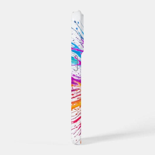 Vibrant Rainbow Paint Splatter Explosion iPhoneケース (右側面)