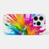 Vibrant Rainbow Paint Splatter Explosion iPhoneケース (裏面横)