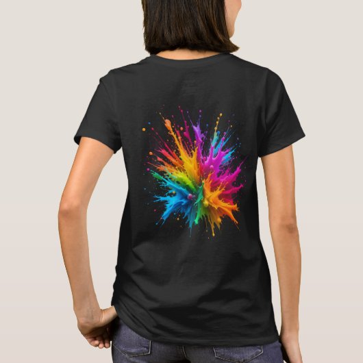 Vibrant Rainbow Paint Splatter Explosion Tシャツ (裏面)