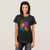 Vibrant Rainbow Paint Splatter Explosion Tシャツ (正面フル)