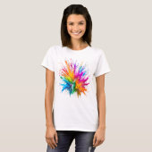 Vibrant Rainbow Paint Splatter Explosion Tシャツ (正面フル)