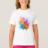 Vibrant Rainbow Paint Splatter Explosion Tシャツ (正面)