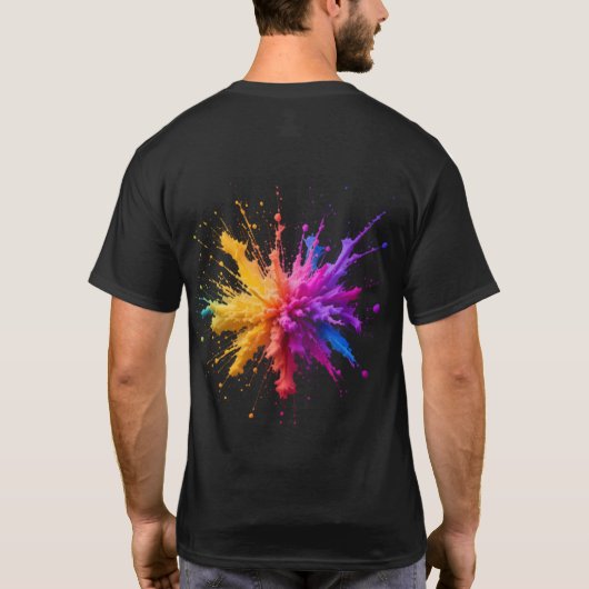 Vibrant Rainbow Paint Splatter Explosion Tシャツ (裏面)