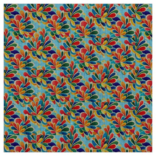 Vibrant Rainbow Petal Bloom Pattern ファブリック (見本)