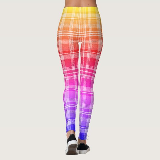 Vibrant Rainbow Plaid Gradient Design レギンス (裏面)
