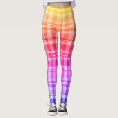 Vibrant Rainbow Plaid Gradient Design レギンス (正面)