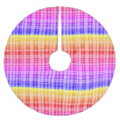 Vibrant Rainbow Plaid Gradient Digital Background ブラッシュドポリエステルツリースカート (正面)