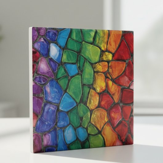 Vibrant Rainbow Pride Glass Mosaic タイル
