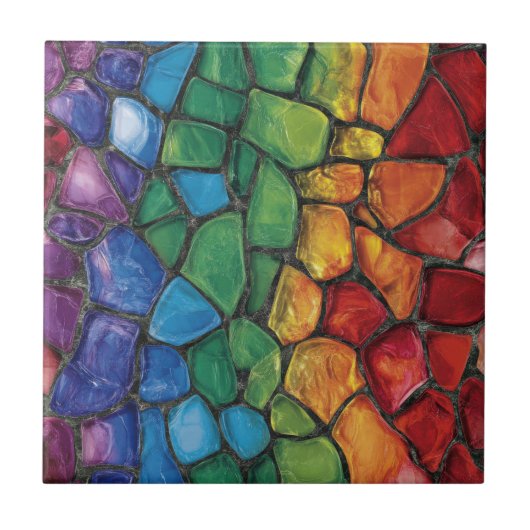Vibrant Rainbow Pride Glass Mosaic タイル (正面)