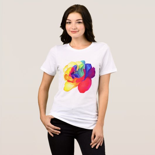 Vibrant Rainbow Rose  トライブレンドＴシャツ (正面全面)