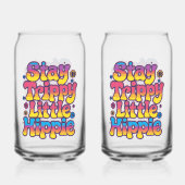 Vibrant Rainbow Stay Trippy Hippie Quote ガラス缶 (正面)