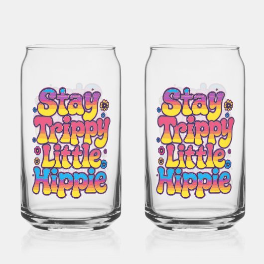 Vibrant Rainbow Stay Trippy Hippie Quote ガラス缶 (裏面)