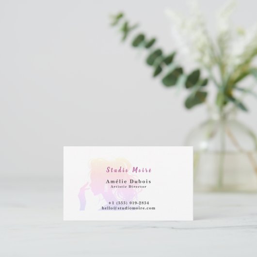 Vibrant Rainbow Subtle Luxury Salon QR Code 名刺 (スタンド正面)