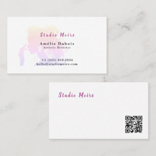 Vibrant Rainbow Subtle Luxury Salon QR Code 名刺